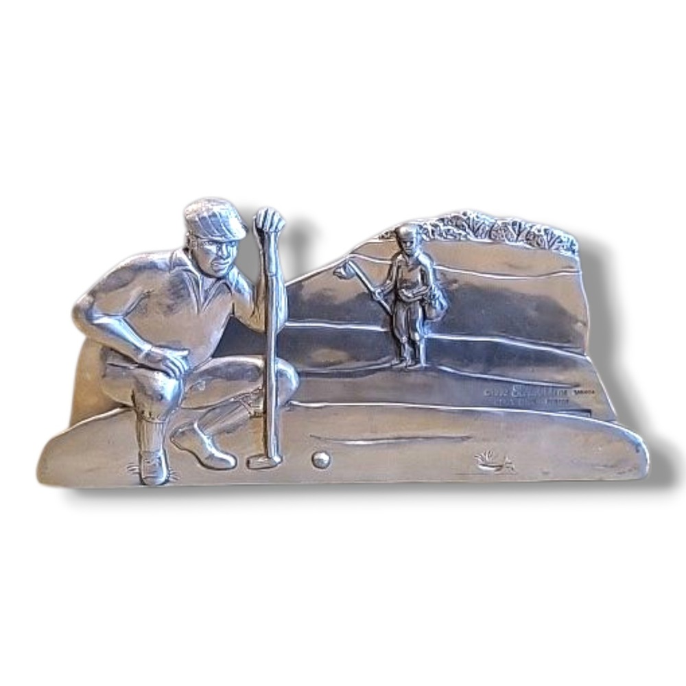 Vintage Seagull Pewter Canada Golf Themed Letter/Napkin Holder